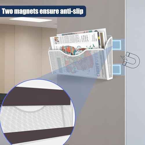 Magnetic File Holder 1 Pockets File Folder Organizer, Office Hanging Magazine Rack for File Cabinets, Magnetic Paper Holder, No Drilling Mail Organizer for Refrigerator, Office