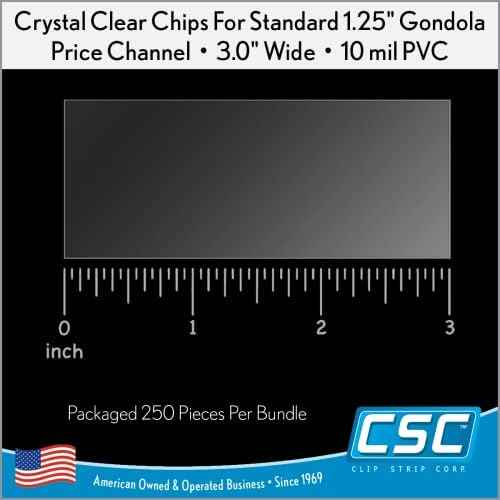 Price Data Channel Label Holder Chips, Clear Plastic Tags, 3" L x 1.25" H, 10 Mil Thick, Gondola Shelf Edge, Reusable, Made for Point of Purchase Shelf Molding by Clip Strip Corp.