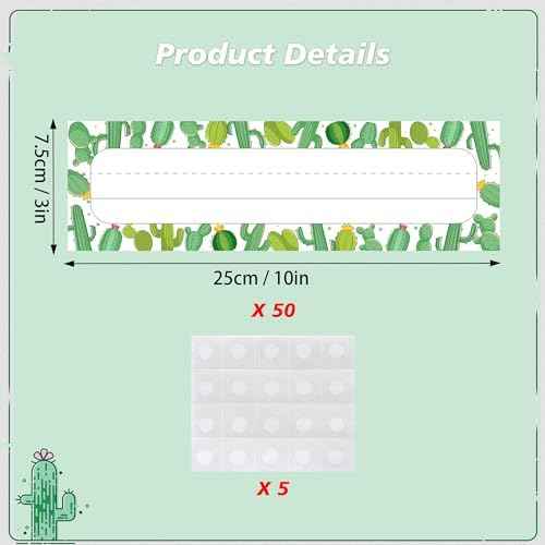 50 PCS Classroom Name Tags for Desk, Cactus Student Nameplates for Classroom Cubbies, Back to School Student Desk Name Tags Classroom Name Plates, 10 x 3 inch
