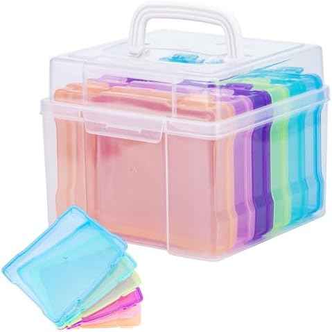 Colorful 5×7 Photo Storage Box With Handle