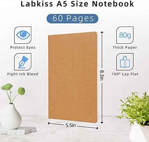 24 Pack Blank Notebook & Journal Bulk, Kraft Cover, Unlined Plain Thick Paper, A5 Size, 5.5x8.3 inch, 60 Page, Small Sketchbook Subject Note Pad Set for Women Men Kids Traveler Student Office