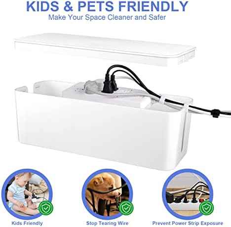 3 Pack Cable Organizer Box, Cable Management Box for Surge Protector