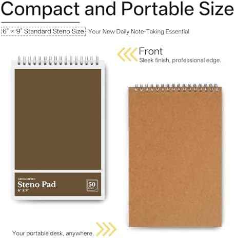 Steno Pads 6 x 9 Colored Spiral Steno Notebooks Gregg Ruled 15Pack