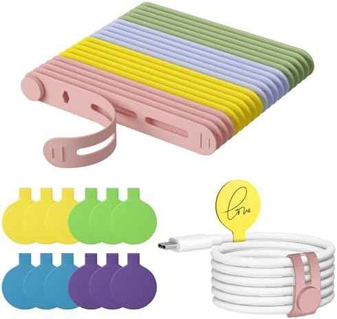 32Pcs Cable Labels and Silicone Cable Ties Set for Electronics