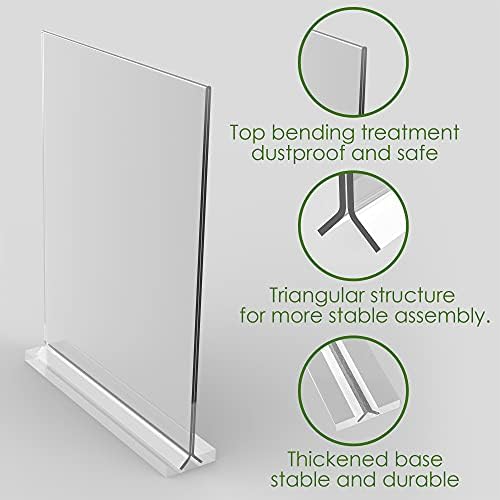 newnewshow Acrylic Sign Holder 8.5x11 Inch 6 Pack Vertical T Shape Double-Sided Desktop Display Holder