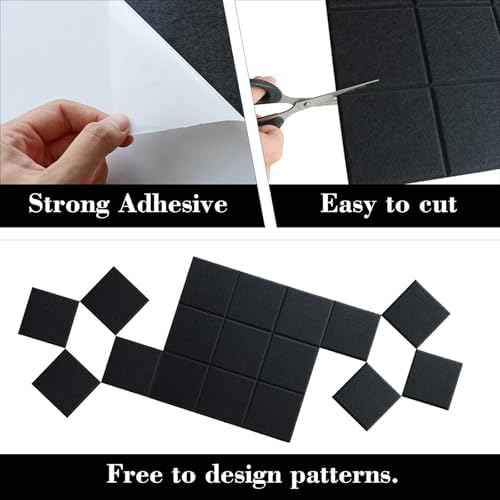 6 Packs Black Cork Board Felt Board Tiles, Bulletin Board 12"X12" with 30 Push Pins, Felt Board for Home Kitchen Office Decor, Self-Adhesive Corkboard Tiles for Walls School Message Display Board