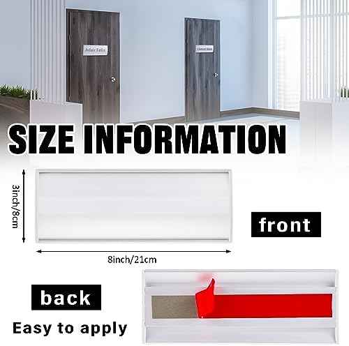 Therwen 12 Pcs Aluminum Office Name Plate Holder for Door, Silver