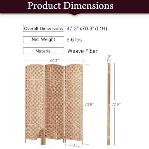 RHF Room Divider Panel,3Panel Partition Room Dividers,Wall Divider,Natural