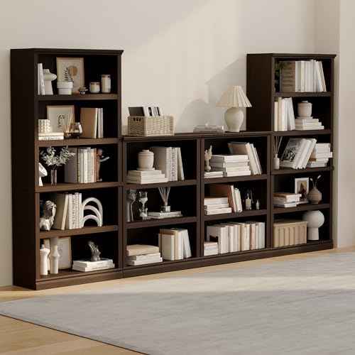 blini 5-Shelf Tall Bookcase Wooden Bookshelves 33in Wide Floor