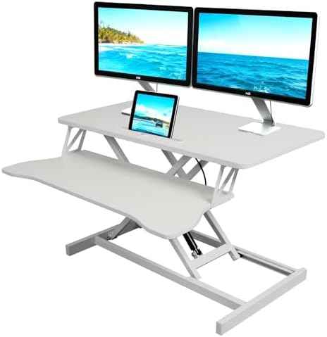 Standing Desk Converter, Height Adjustable, Dual Monitor with Keyboard Tray