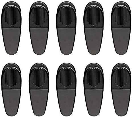 10 Magnetic Memo Holders Set - Large Clip, Plastic - Black