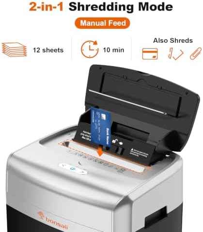 Bonsaii 120-Sheet Autofeed Micro-Cut 30-Min Run Heavy Duty Paper Shredder