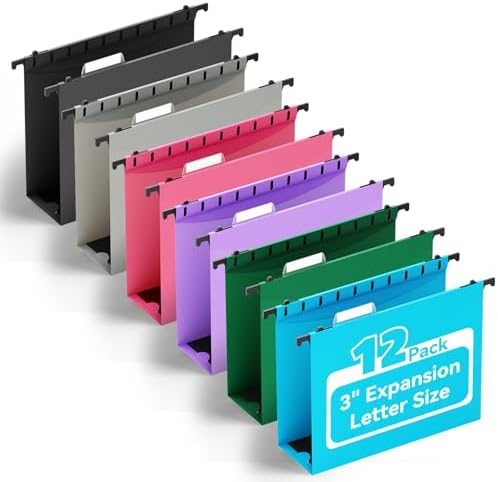 ANSOOK Plastic Hanging File Folders Letter Size, 3 Inch Reinforce