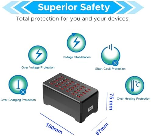 MaxLax USB Charger Station,30-Port 150W/30A Multiple USB Charging Station,Multi Ports Charger for Smartphones，Tablets，and Other Devices