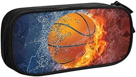 Basketball Pencil Case for Sports Boys Girls, High Capacity Cool Black