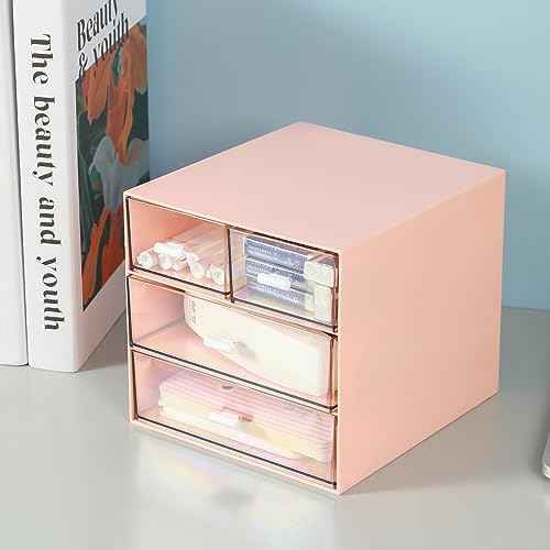 MILULUGO Makeup Organizer with 4 Drawers, Desk Organizer, Cosmetics