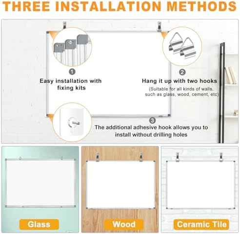 H-Qprobd White Board Dry Erase Whiteboard for Wall, 18"x24" Hanging