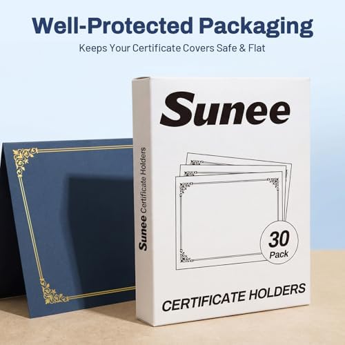 SUNEE Certificate Holders(Navy Blue, 30 Packs), Diploma Covers Gold Foil Border, for Letter Size 8.5x11 Certificates, Cardstock, Document Papers