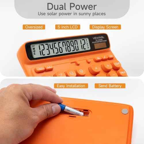 VEWINGL Office Desktop Calculator, 12-Digit Large HD LCD and Big Buttons