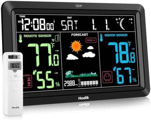 Weather Station Wireless Indoor Outdoor Thermometer Clock (Black)