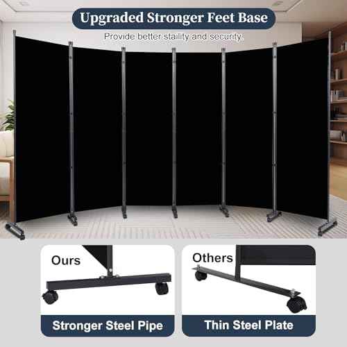 Room Divider 6 Panel-132''Wide Folding Privacy Screen, Large Partition Wall