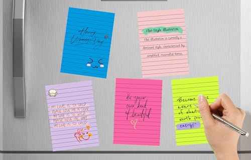 (18 Pads) Lined Sticky Notes 4x6 in Post, 9 Bright Colors
