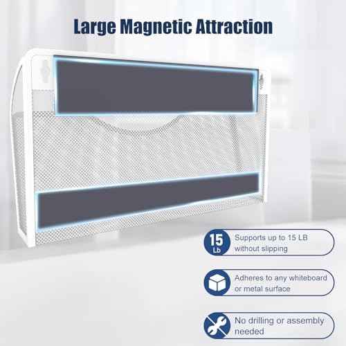 Magnetic File Holder 1 Pockets File Folder Organizer, Office Hanging Magazine Rack for File Cabinets, Magnetic Paper Holder, No Drilling Mail Organizer for Refrigerator, Office