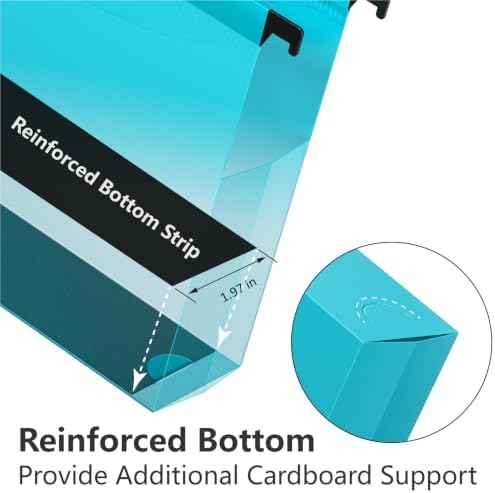 12 Pack Extra Capacity Plastic Hanging File Folders,2 Inch Expanding Pocket