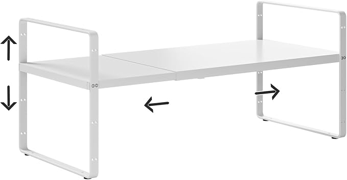 jkxoo 16.5-27’’L Expandable Cabinet Shelf Organizers, Stackable Metal Shelves by jkxoo