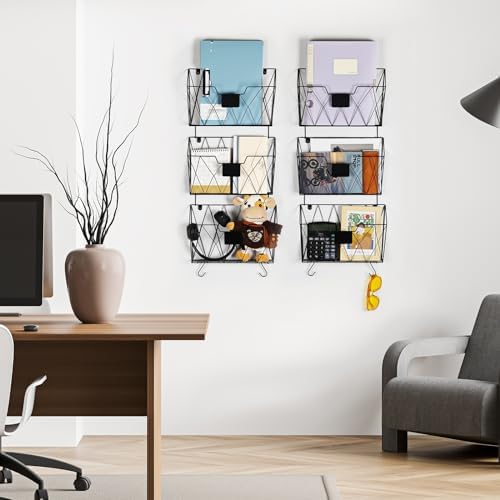 6 Pack Wall File Organizer, Wall File Pocket Mail Organizer for Office/Home