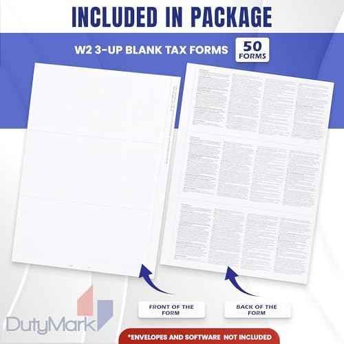 W2 Forms Blank 3 Up Tax Forms 2025, W2 Perforated Paper With Back Instructions For 50 Employees,Works with Laser or Inkjet Printers | Great for QuickBooks and Accounting Software