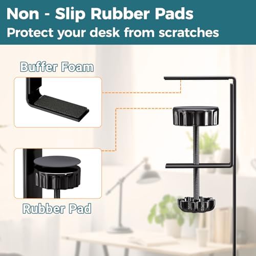 25.3-Inch Clamp-On Metal Under-Desk Cable Management Tray, Black