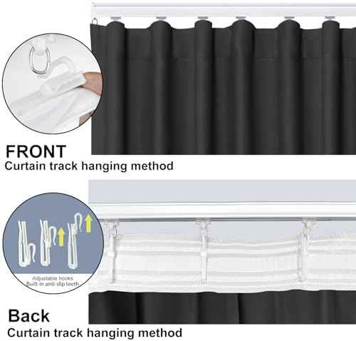 Room Divider Blackout Curtain Track Curtains Wall Dividers Panels Screen for Living Rooms Bedroom Office Privacy Partition Separation, W100 × L96 Inch,1 Panel, Black
