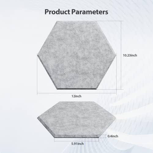 12 Pack Hexagon Acoustic Panels Self Adhesive Sound Proof Foam(Silver Gray)