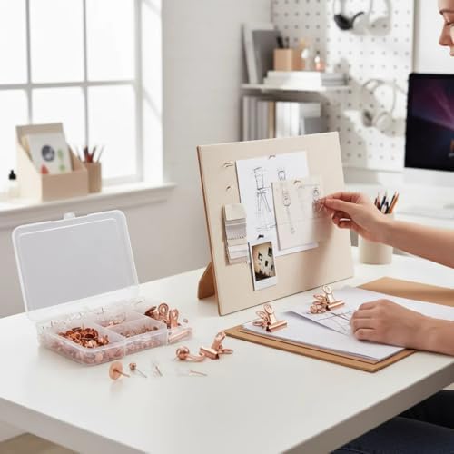 YOUDEFUL 310 Pcs Rose Gold Push Pin Set 5 Style for Bulletin Board