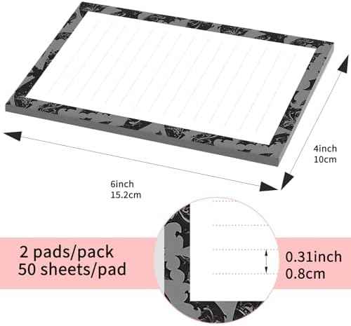 Sticky Notes 4X6 Inches, 2 Pack Large Cute Self-Stick Pads, Bright Funny Memo Pads Easy to Stick for Home, Office Black Bats