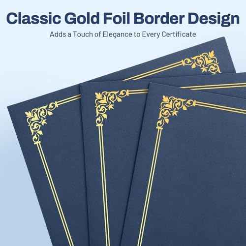 SUNEE Certificate Holders(Navy Blue, 30 Packs), Diploma Covers Gold Foil Border, for Letter Size 8.5x11 Certificates, Cardstock, Document Papers