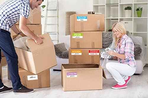 Hybsk 42x90mm Large Home Moving Labels for Boxes Apartment Moving Helper 6 Different Packing Fragile Labels Blank Furniture Labels (20 Sheets, 120pcs)