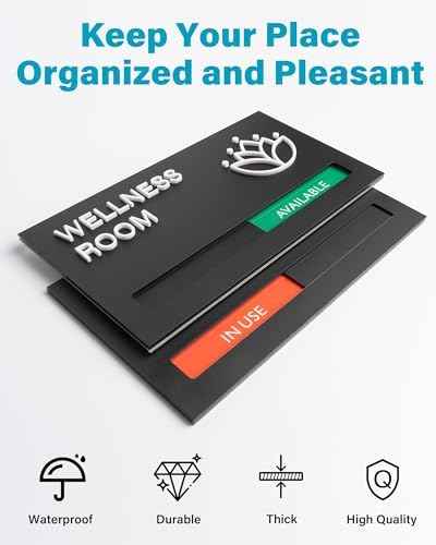 Conference Room Door Signs for Office, Meeting In Progress Door Sign, In Use Available Slider Indicator Tells Whether Room Vacant Or Occupied