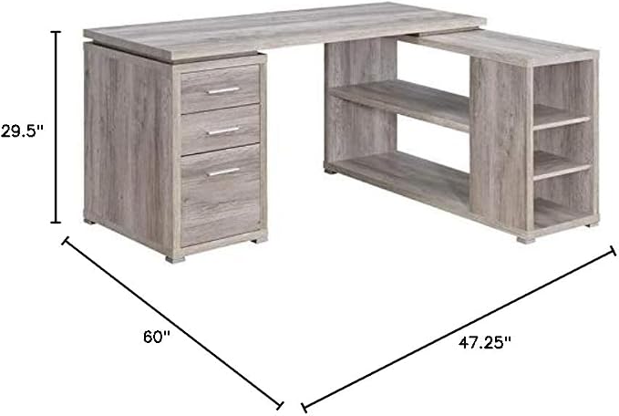 Pemberly Row L Shape Corner Storage Desk in Grey Driftwood, Letter/Legal File - Image 3