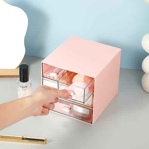 MILULUGO Makeup Organizer with 4 Drawers, Desk Organizer, Cosmetics