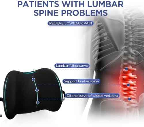 Lumbar Support Pillow for Office Chair, Memory Foam Car Back Cushion