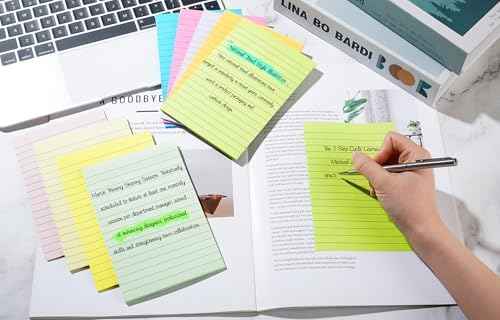 (18 Pads) Lined Sticky Notes 4x6 in Post, 9 Bright Colors