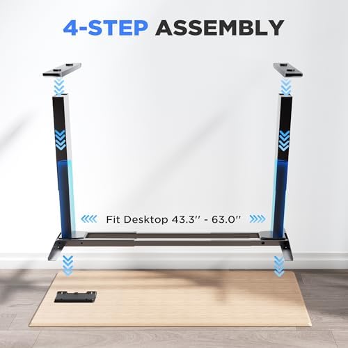 Dual Motor Electric Standing Desk Frame - 300 lbs Heavy Duty, 3 Memory Height Presets - Sit Stand Desk Frame, Computer Height Adjustable Desk Legs & Base for 43.3"-63" Desktop, Black Frame Only