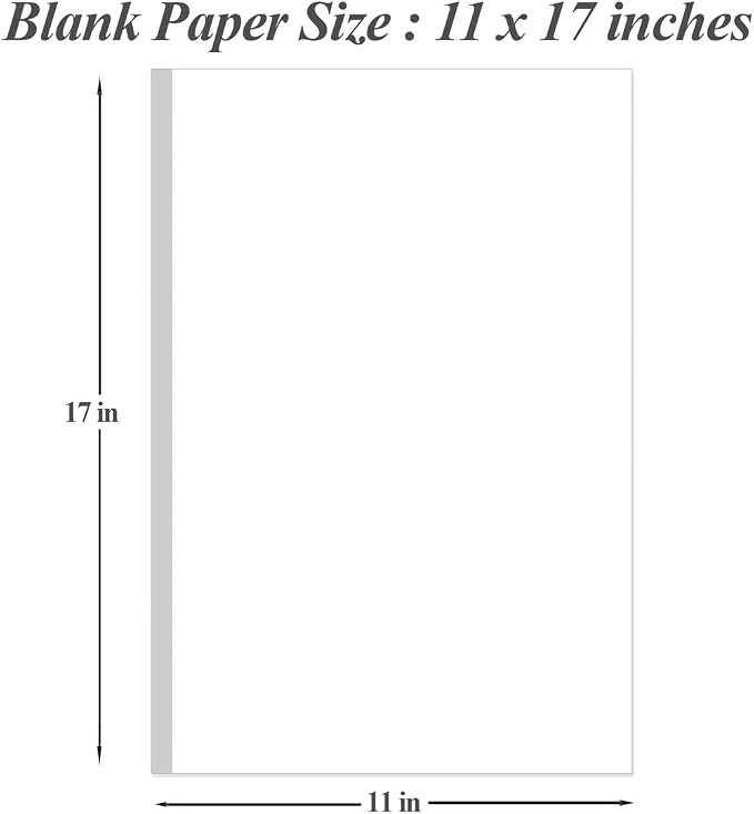 11" x 17" Blank Print Paper, 45Sheets/90Pages Blank Loose-Leaf Paper, Ledger - Image 2