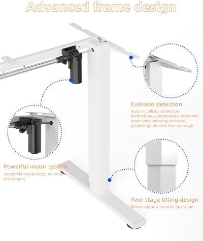 YIHAYO Electric Standing Desk, Frame Only Stand Up Desk with Splice Board, Adjustable Height Desk, Computer Desk for Home Office, White Frame