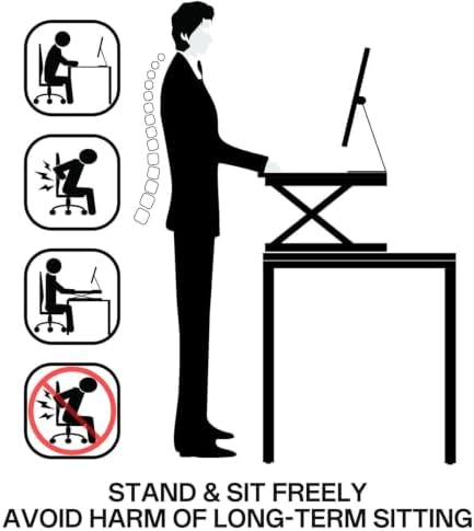 37" Desk Converter, Height Adjustable Stand Up Desk Converter, 2 Monitor Standing, Sit to Stand, Quick Sit to Tabletop, Riser Workstation with Wide Keyboard Tray