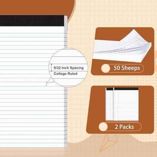 Legal Pads 8.5 X11, Narrow Ruled Notepads, 2 Pack, 50 Sheet/Pad