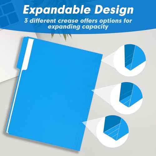 File Folder, RAZCC 100 Pack 1/3 Cut Tab Colored File Folders, File Folder Letter Size for Office Classroom Use, Assorted 5 Colors Folders with Tabs