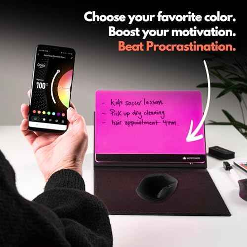 Note Tower LED Mousepad Whiteboard | Dry Erase Acrylic Board for Desk | Light Up Color White Board | Write Notes & to-Do Lists, Gaming Performance Mouse Pad, for Office, Home, School (Electric)